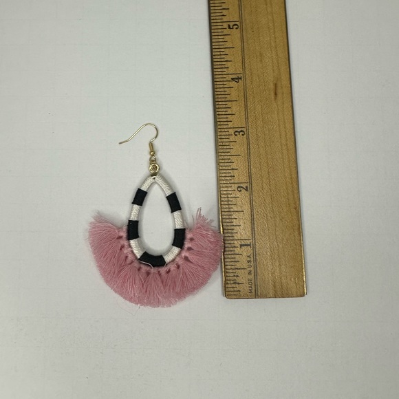 Black White and Pink Hoop Earrings - Picture 2 of 2